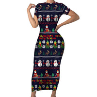 Lego Awesome Christmas Short Sleeve Bodycon Dress Funny Xmas Holiday Patterns - Wonder Print Shop