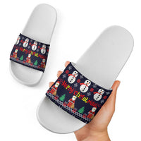 Lego Awesome Christmas Slide Sandals Funny Xmas Holiday Patterns - Wonder Print Shop