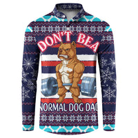 Don't Be A Normal Dog Dad Christmas Button Sweatshirt Funny Xmas Holiday Patterns - Wonder Print Shop