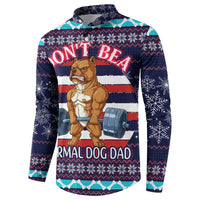 Don't Be A Normal Dog Dad Christmas Button Sweatshirt Funny Xmas Holiday Patterns - Wonder Print Shop
