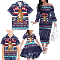 Don't Be A Normal Dog Dad Christmas Family Matching Off The Shoulder Long Sleeve Dress and Hawaiian Shirt Funny Xmas Holiday Patterns - Wonder Print Shop