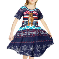 Don't Be A Normal Dog Dad Christmas Kid Short Sleeve Dress Funny Xmas Holiday Patterns - Wonder Print Shop