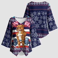 Don't Be A Normal Dog Dad Christmas Kimono Sleeve Blouse Funny Xmas Holiday Patterns - Wonder Print Shop