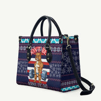 Don't Be A Normal Dog Dad Christmas Leather Bag Funny Xmas Holiday Patterns - Wonder Print Shop
