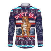 Don't Be A Normal Dog Dad Christmas Long Sleeve Button Shirt Funny Xmas Holiday Patterns - Wonder Print Shop