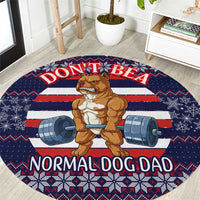 Don't Be A Normal Dog Dad Christmas Round Carpet Funny Xmas Holiday Patterns - Wonder Print Shop