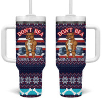 Don't Be A Normal Dog Dad Christmas Tumbler With Handle Funny Xmas Holiday Patterns - Wonder Print Shop