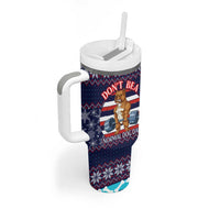 Don't Be A Normal Dog Dad Christmas Tumbler With Handle Funny Xmas Holiday Patterns - Wonder Print Shop