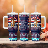 Don't Be A Normal Dog Dad Christmas Tumbler With Handle Funny Xmas Holiday Patterns - Wonder Print Shop