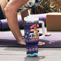 Don't Be A Normal Dog Dad Christmas Tumbler With Handle Funny Xmas Holiday Patterns - Wonder Print Shop