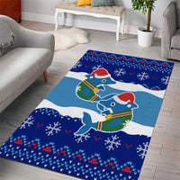 Dolphin Couple Christmas Area Rug Funny Xmas Holiday Patterns - Wonder Print Shop