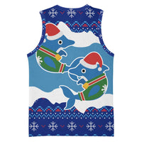 Dolphin Couple Christmas Basketball Jersey Funny Xmas Holiday Patterns - Wonder Print Shop