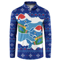 Dolphin Couple Christmas Button Sweatshirt Funny Xmas Holiday Patterns - Wonder Print Shop