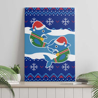 Dolphin Couple Christmas Canvas Wall Art Funny Xmas Holiday Patterns - Wonder Print Shop