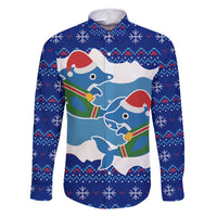 Dolphin Couple Christmas Family Matching Long Sleeve Bodycon Dress and Hawaiian Shirt Funny Xmas Holiday Patterns - Wonder Print Shop