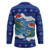 Dolphin Couple Christmas Hockey Jersey Funny Xmas Holiday Patterns - Wonder Print Shop