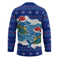 Dolphin Couple Christmas Hockey Jersey Funny Xmas Holiday Patterns - Wonder Print Shop