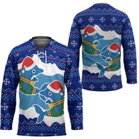 Dolphin Couple Christmas Hockey Jersey Funny Xmas Holiday Patterns - Wonder Print Shop