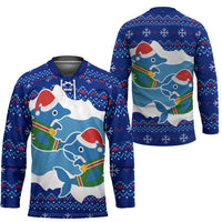 Dolphin Couple Christmas Hockey Jersey Funny Xmas Holiday Patterns - Wonder Print Shop