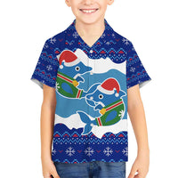 Dolphin Couple Christmas Kid Hawaiian Shirt Funny Xmas Holiday Patterns - Wonder Print Shop
