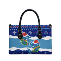 Dolphin Couple Christmas Leather Bag Funny Xmas Holiday Patterns - Wonder Print Shop