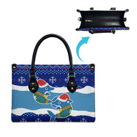 Dolphin Couple Christmas Leather Bag Funny Xmas Holiday Patterns - Wonder Print Shop