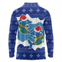 Dolphin Couple Christmas Long Sleeve Polo Shirt Funny Xmas Holiday Patterns - Wonder Print Shop