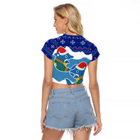 Dolphin Couple Christmas Raglan Cropped T Shirt Funny Xmas Holiday Patterns - Wonder Print Shop