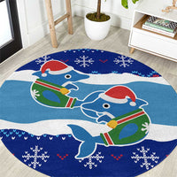 Dolphin Couple Christmas Round Carpet Funny Xmas Holiday Patterns - Wonder Print Shop