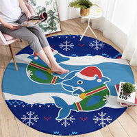 Dolphin Couple Christmas Round Carpet Funny Xmas Holiday Patterns - Wonder Print Shop