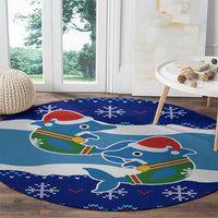 Dolphin Couple Christmas Round Carpet Funny Xmas Holiday Patterns - Wonder Print Shop