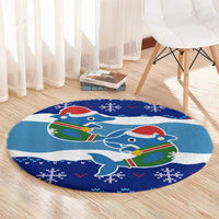 Dolphin Couple Christmas Round Carpet Funny Xmas Holiday Patterns - Wonder Print Shop