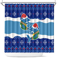 Dolphin Couple Christmas Shower Curtain Funny Xmas Holiday Patterns - Wonder Print Shop