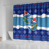 Dolphin Couple Christmas Shower Curtain Funny Xmas Holiday Patterns - Wonder Print Shop
