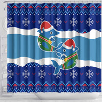 Dolphin Couple Christmas Shower Curtain Funny Xmas Holiday Patterns - Wonder Print Shop
