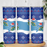 Dolphin Couple Christmas Skinny Tumbler Funny Xmas Holiday Patterns - Wonder Print Shop