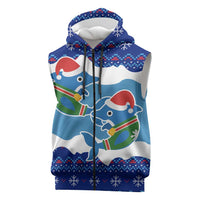 Dolphin Couple Christmas Sleeveless Zip Hoodie Funny Xmas Holiday Patterns - Wonder Print Shop