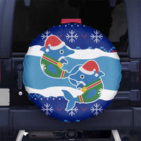 Dolphin Couple Christmas Spare Tire Cover Funny Xmas Holiday Patterns - Wonder Print Shop
