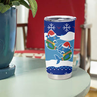 Dolphin Couple Christmas Tumbler Cup Funny Xmas Holiday Patterns - Wonder Print Shop
