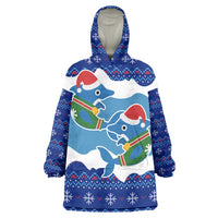 Dolphin Couple Christmas Wearable Blanket Hoodie Funny Xmas Holiday Patterns - Wonder Print Shop