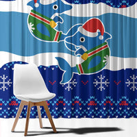 Dolphin Couple Christmas Window Curtain Funny Xmas Holiday Patterns - Wonder Print Shop