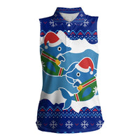 Dolphin Couple Christmas Women Sleeveless Polo Shirt Funny Xmas Holiday Patterns - Wonder Print Shop