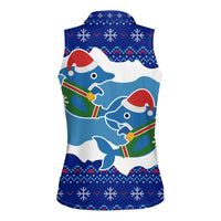 Dolphin Couple Christmas Women Sleeveless Polo Shirt Funny Xmas Holiday Patterns - Wonder Print Shop