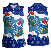 Dolphin Couple Christmas Women Sleeveless Polo Shirt Funny Xmas Holiday Patterns - Wonder Print Shop