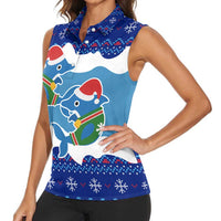 Dolphin Couple Christmas Women Sleeveless Polo Shirt Funny Xmas Holiday Patterns - Wonder Print Shop