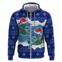 Dolphin Couple Christmas Zip Hoodie Funny Xmas Holiday Patterns - Wonder Print Shop