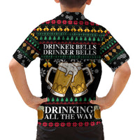 Drinker Bell Christmas Family Matching Off The Shoulder Long Sleeve Dress and Hawaiian Shirt Funny Xmas Holiday Patterns - Wonder Print Shop
