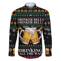 Drinker Bell Christmas Family Matching Off The Shoulder Long Sleeve Dress and Hawaiian Shirt Funny Xmas Holiday Patterns - Wonder Print Shop