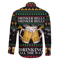 Drinker Bell Christmas Family Matching Off The Shoulder Long Sleeve Dress and Hawaiian Shirt Funny Xmas Holiday Patterns - Wonder Print Shop