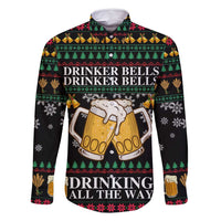 Drinker Bell Christmas Family Matching Off Shoulder Short Dress and Hawaiian Shirt Funny Xmas Holiday Patterns - Wonder Print Shop